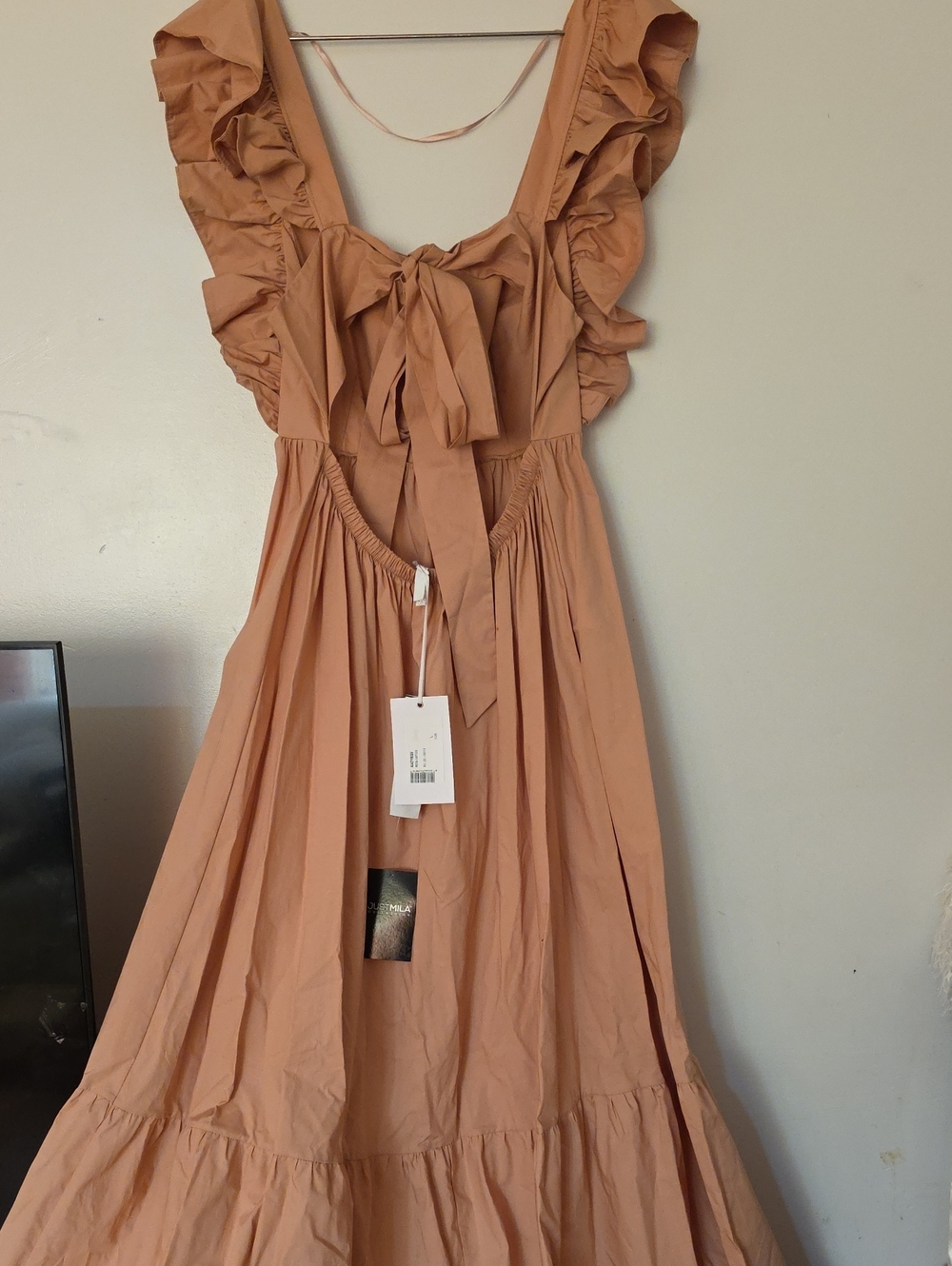 Women's Maxi Sundress with Ruffle Straps - Blush